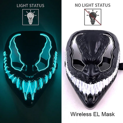 Wireless Neon LED Purge Mask – Glow-in-the-Dark Halloween Cosplay & Party Mask
