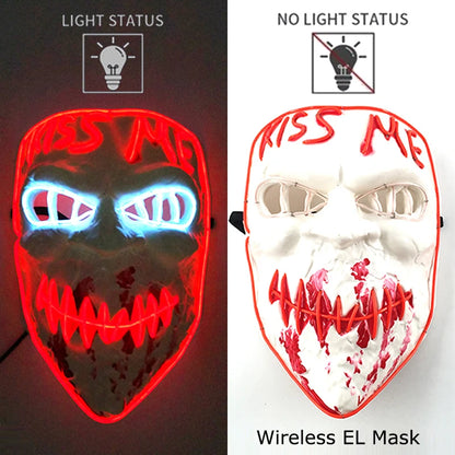 Wireless Neon LED Purge Mask – Glow-in-the-Dark Halloween Cosplay & Party Mask