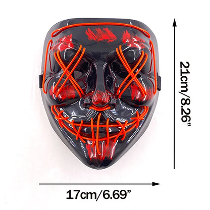Wireless Neon LED Purge Mask – Glow-in-the-Dark Halloween Cosplay & Party Mask